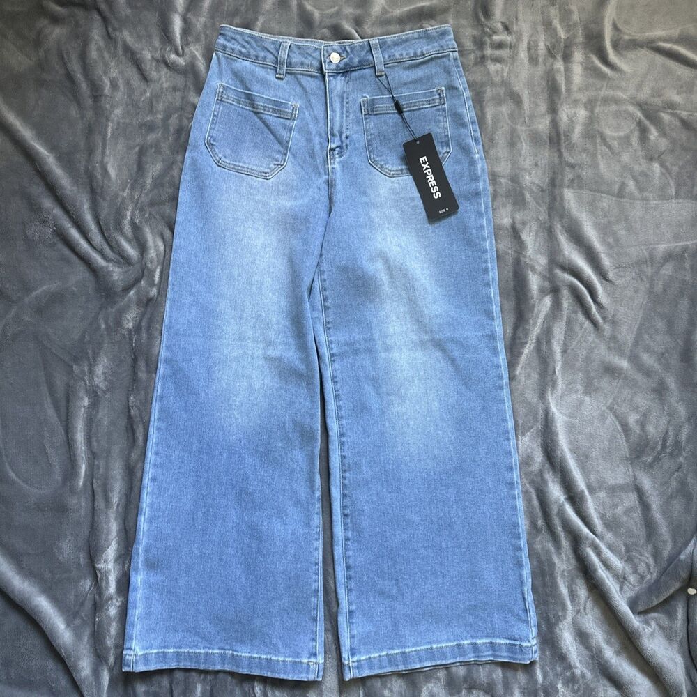 Express Womens Wide Leg High Rise Jeans Sz 6 [A026]